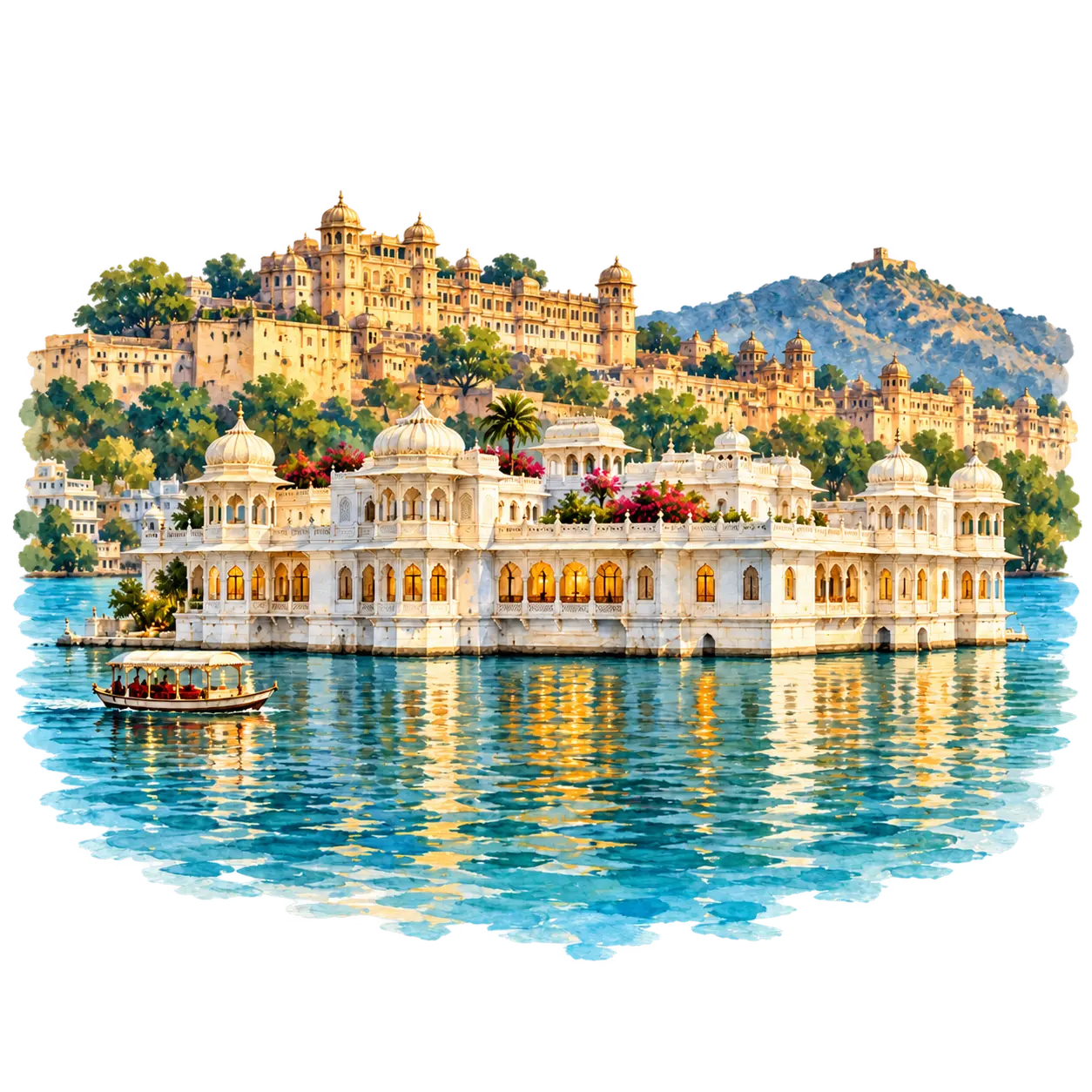 Udaipur — the Lake Palace on Lake Pichola, below the City Palace